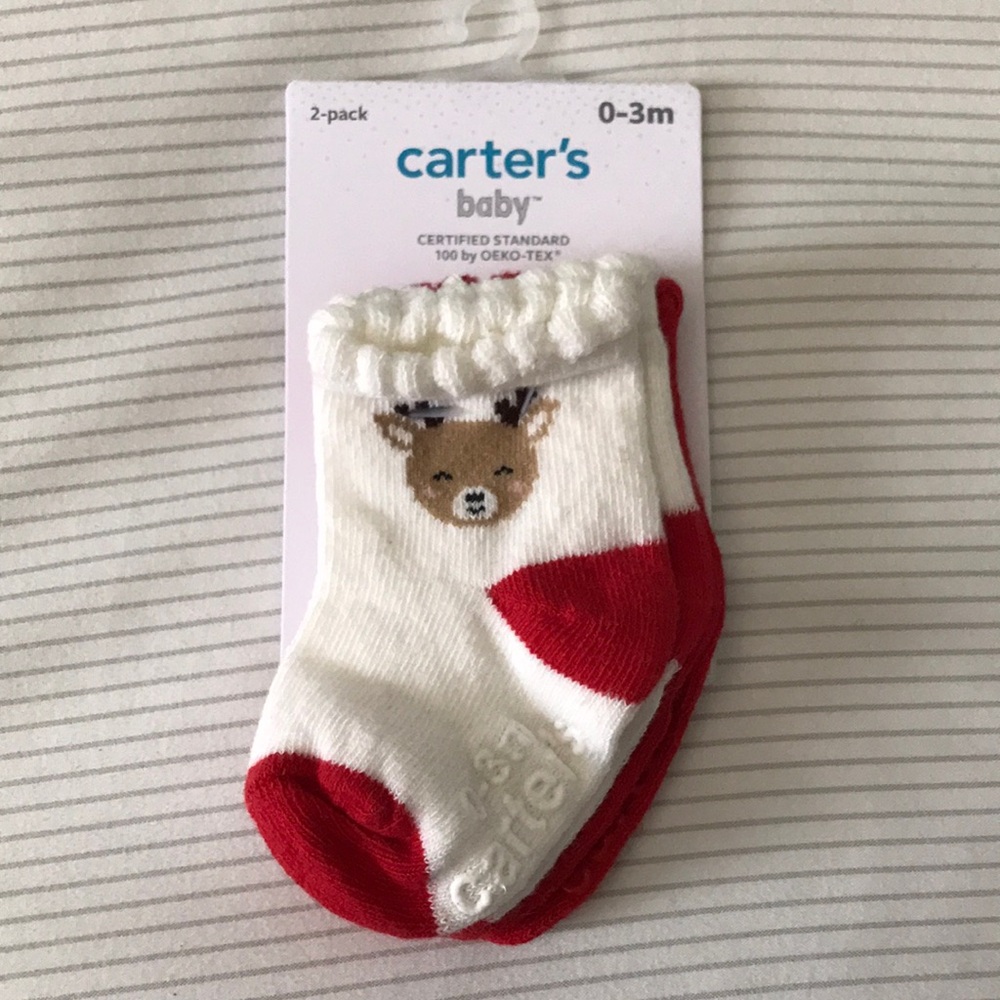Carter’s baby Christmas socks 2-pack, size 0-3m